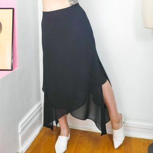Vintage 90s Black Layered Asymmetrical Skirt